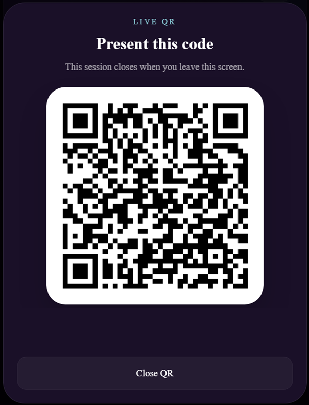 Timed QR card screenshot