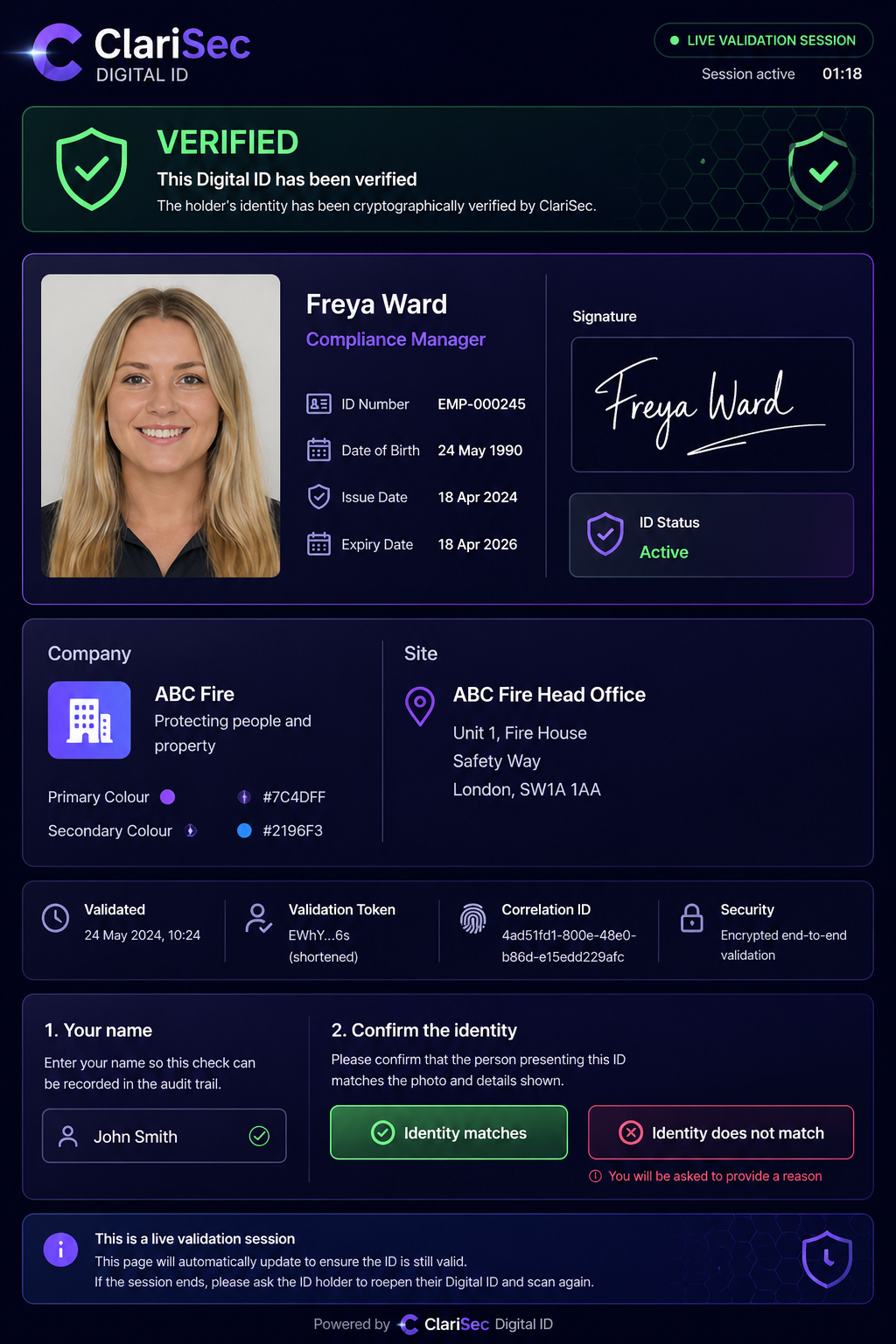 Validation page screenshot